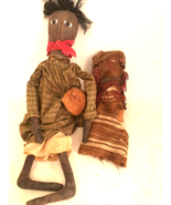 Estate Lot Of 2 Antique Handmade Rag Character Dolls - £62.24 GBP