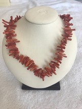 Vintage ORANGE RED CORAL natural branch 18 inch Necklace sea ocean tropical - £49.05 GBP