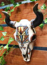 Rustic Western Southwest Vector Arrows Tiki Art Bison Bull Cow Skull Wall Decor - £31.63 GBP