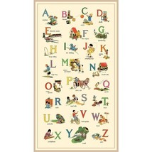 24&quot; X 44&quot; Panel Alphabet List ABC&#39;s Pictures Kids Retro Cotton Fabric D652.21 - £7.32 GBP