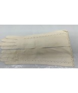 Gimbel Brothers VTG Lamb Skin With Pearls &amp; Scallops Elbow Gloves Opera ... - £72.69 GBP