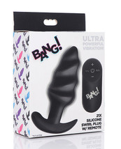 VIBRATING SILICONE SWIRL RECHARGEABLE BUTT PLUG WITH REMOTE CONTROL - £31.31 GBP