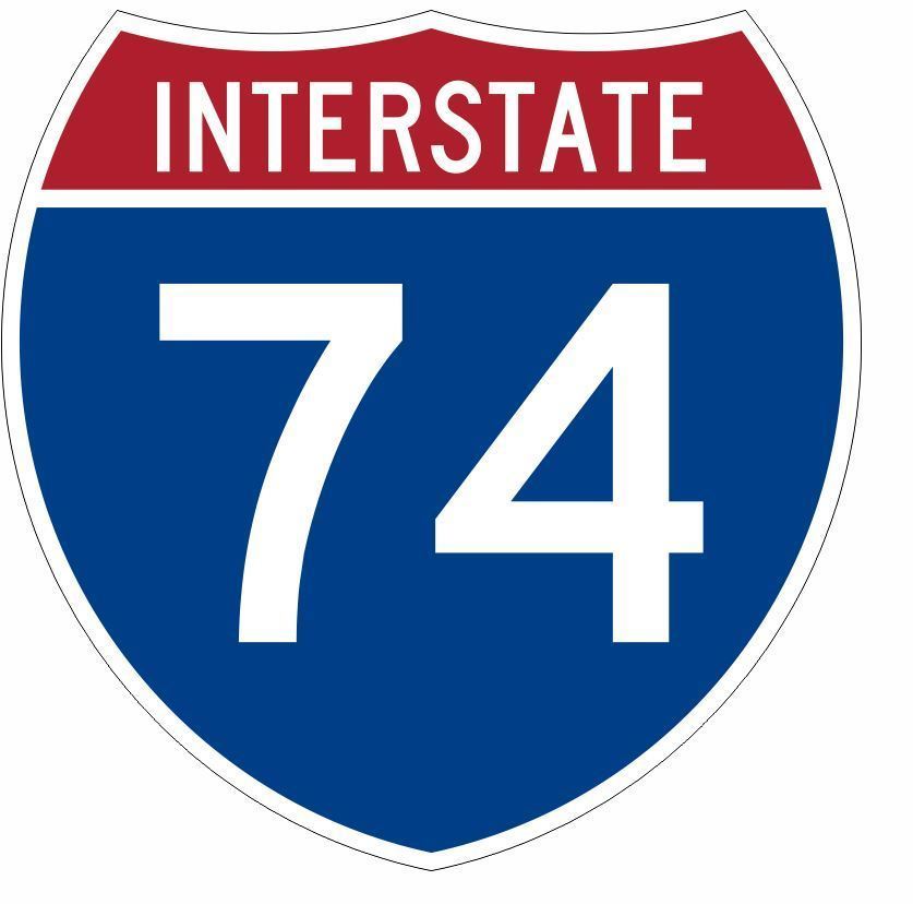 Primary image for Interstate 74 Sticker Decal R922 Highway Sign 