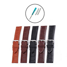14mm Genuine Leather Strap (+ Change Tool) - 14 mm Brown/Black Watch Band - £6.95 GBP