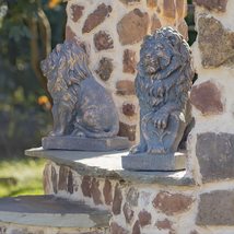 Zaer Ltd. Magnesium Pair of Lion Statues (Outdoor Safe) (21&quot; Tall w/Shie... - $324.95