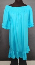 BOSTON PROPER Turquoise Off the Shoulder Ruffle Trim Babydoll Short Dress Sz XS - $24.95