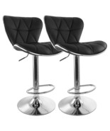 Elama 2 Piece Diamond Tufted Faux Leather Adjustable Bar Stool in Black ... - $285.32 CAD