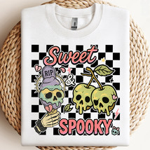 Checkered Sweet and Spooky PNG, Halloween Ice Cream Skull PNG, Cherry Sk... - $2.50