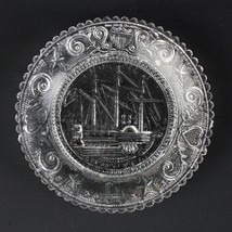Lacy Flint Glass Chancellor Livingston Ship Cup Plate LR 631, Antique c1... - $25.00