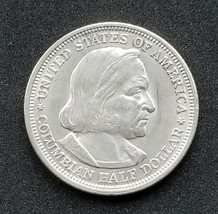 Ee.uu. de Plata Medio Dólar 1892 Colombino Exposición Aunc Estado Moneda - £48.57 GBP