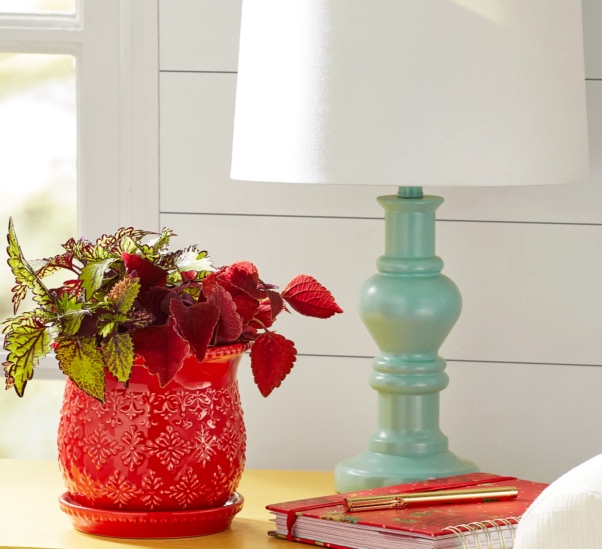 Pioneer Woman ~ Embossed ~ Timeless 6" Geo Planter ~ Embossed ~ Stoneware ~ RED Item image 4