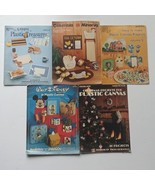 Vintage Needlework Plastic Canvas Pattern booklets Lot of 5 Plastic Trea... - $13.98