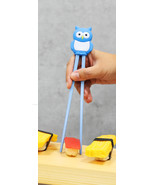 Sky Blue Night Owl Reusable Training Chopsticks Set With Silicone Helper... - $12.32 CAD