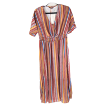 Bloomchic Dress Multicolor Striped Maxi Dress Tribal Colorful Pockets Slit 10 - £19.22 GBP