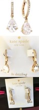 KATE SPADE NEW YORK SAVE THE DATE ROSE GOLD TONE HUGGIE DROP EARRINGS NWT - £31.50 GBP