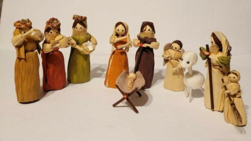 Primary image for Vintage Corn Husk Nativity 10 Pc Set Midwest Taiwan EUC