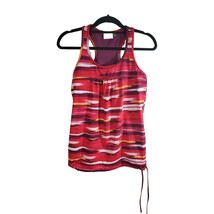 Athleta Tank Size M Womens Red Striped Built In Bra  Crew Neck Sleeveless Top - £15.73 GBP