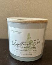 Scentsational Christmas Tree Candle  Glass Jar 26oz Coconut Beeswax Wood Wick - £29.08 GBP