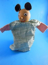 Vintage Wood Head Hand Puppet with Leather Ears 10&quot; - £7.78 GBP