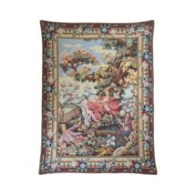 Vintage Exquisite &quot;Lady On a Swing&quot; Tapestry French Pictorial Home Decor... - $999.99