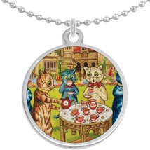 Wain Cat Vintage Tea Party Round Pendant Necklace Beautiful Fashion Jewelry - £8.63 GBP