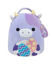 Squishmallows Easter Basket 12&quot; Bubba The Cow With Easter Eggs Collectable - £18.14 GBP