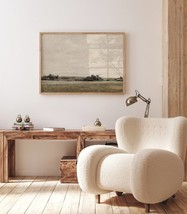 Muted Green Vintage Landscape Prints |  Summer Rustic Country Farmhouse Painting - £3.97 GBP