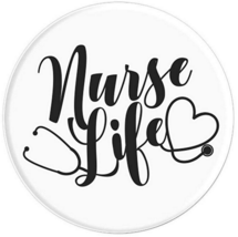 Nurse Life Design with Stethoscope White background - PopSockets Grip an... - $15.00