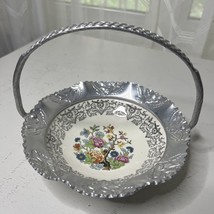 Floral Farber and Shlevin Porcelain Hammered Aluminum Candy Dish basket Brooklyn - £8.14 GBP
