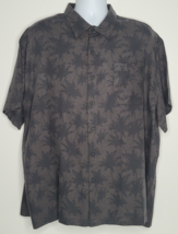 Nat Nast Shirt Mens XXL 2XL Gray Black Palm Silk Blend Button Short Slee... - $18.99