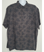 Nat Nast Shirt Mens XXL 2XL Gray Black Palm Silk Blend Button Short Slee... - $18.99