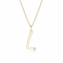 Angara Natural 1.5mm Diamond Initials Pendant Necklace in 14K Yellow Gold - £254.85 GBP