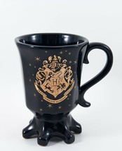 Harry Potter Hogwarts Gothic Crest Mug Ceramic Black With Gold Accents 10 oz - £8.85 GBP