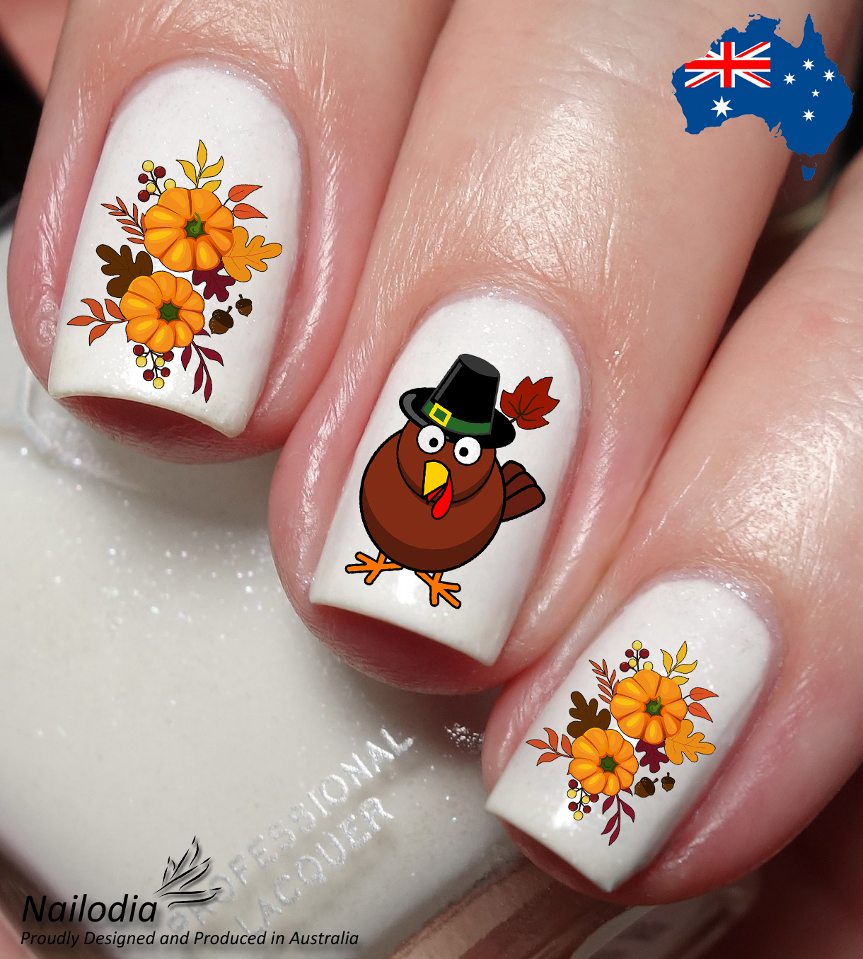 Thanksgiving Turkey Nail Art Decal Sticker Water Transfer Slider