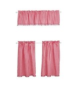 Pioneer Woman ~ Three Piece Curtain Set ~ Red &amp; White Gingham ~ Tiers ~ ... - $50.00