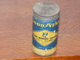 Vintage Good Year Yellow Marking Crayon Cardboard Tube Metal Top - $29.70