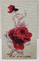Embossed Silk Rose, With Best Wishes Postcard D8 - £4.73 GBP