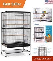 Wrought Iron Flight Cage with Stand Black Bird Cage, 31-Inch by 20-1/2-I... - $413.80