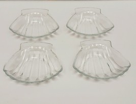 VTG Sovirel France Clam Shell Clear Glass Dish Plate Bowl Appetizer Butter Set 4 - £46.73 GBP