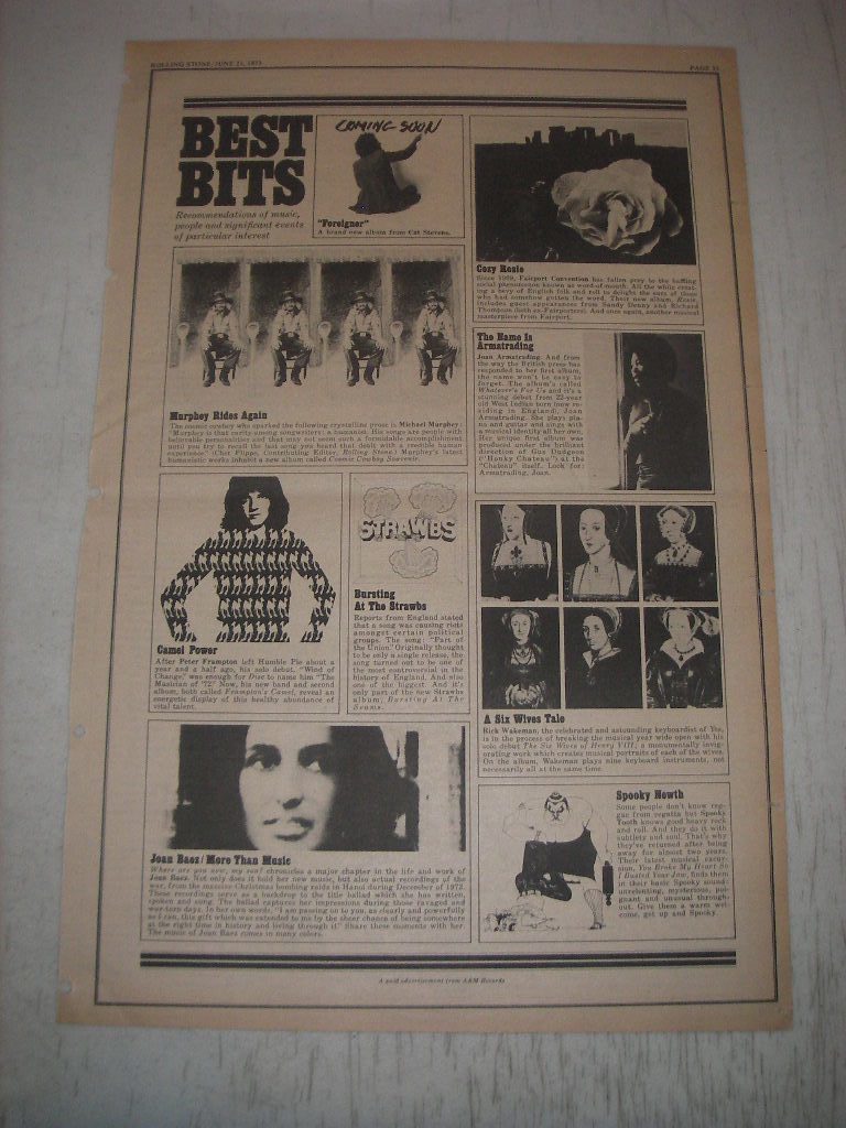 1973 A&M Records Ad - Cat Stevens Foreigner; Fairport Convention Rosie - $18.49