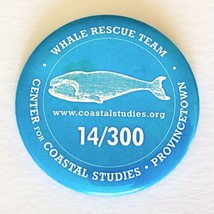 c1990 CCS Whale Rescue Team 14/300 Turquoise Pin Button Vintage - $9.95