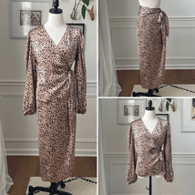 NWT Dress Forum Work To Weekend Leopard Satin Wrap Skirt Blouse M - $61.20