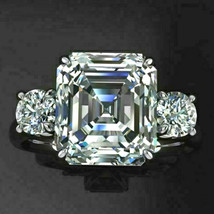 3.80Ct Asscher Cut LC Moissanite Women Engagement Ring 14K White Gold Plated - £71.75 GBP