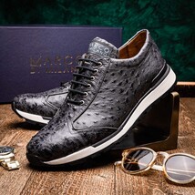 Genuine ostrich quill fashion sneaker Shoes Scanno Antique Gray image 9