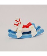 Rocking Horse Plastic 2&quot; Dollhouse Toy Nursery Baby Room White Blue Red  - £11.74 GBP