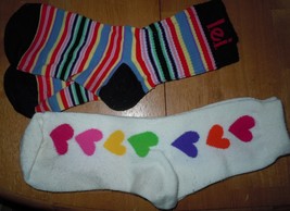 L.e.l. Striped Socks &amp; White &amp; Hearts Causal Socks Ladies Size 5-10   - $56.91 MXN