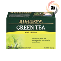 3x Boxes Bigelow Natural Green Tea With Lemon | 20 Pouches Per Box | .91oz - £16.16 GBP