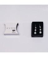 Avon President&#39;s Club Pearlesque Rhinestone Earrings Dangle Leverback Si... - £11.58 GBP