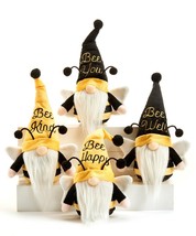 Bee Gnome Figurines Set 4 with Sentiment 9" High Plush Polyester Yellow Black - £33.43 GBP
