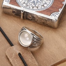 Hot Boho Opal Men Rings Tibetan Silver Alloy Lucky Totem Vintage Jewelry Wholesa - £5.64 GBP